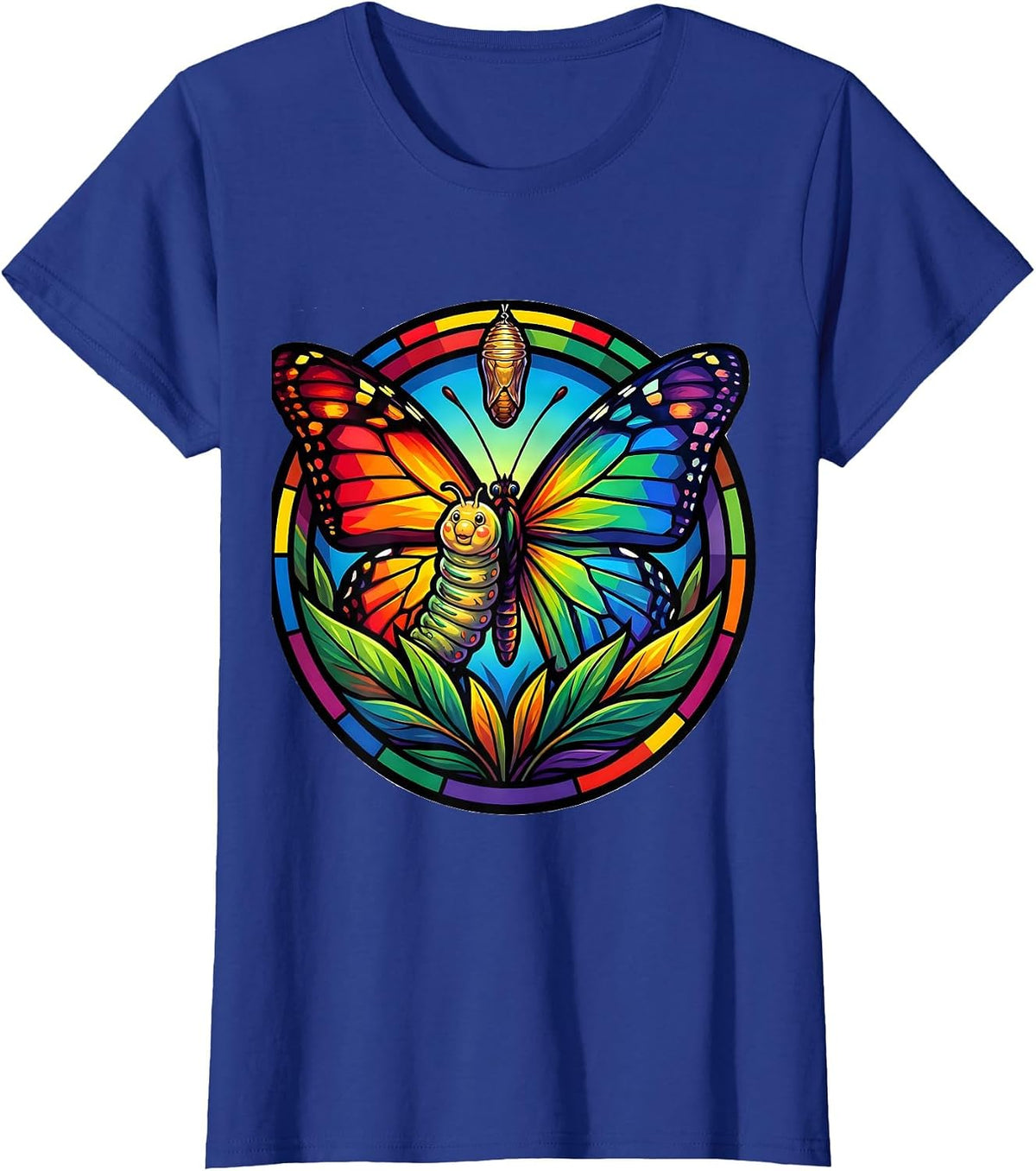 Women's Special Education Caterpillar Butterfly Transformation T-Shirt - Royal Blue