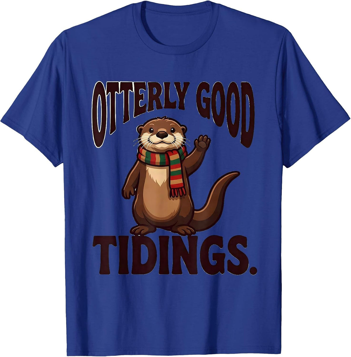 Otterly Good Tidings Funny Otter Lover Christmas Pajama T-Shirt - Royal Blue