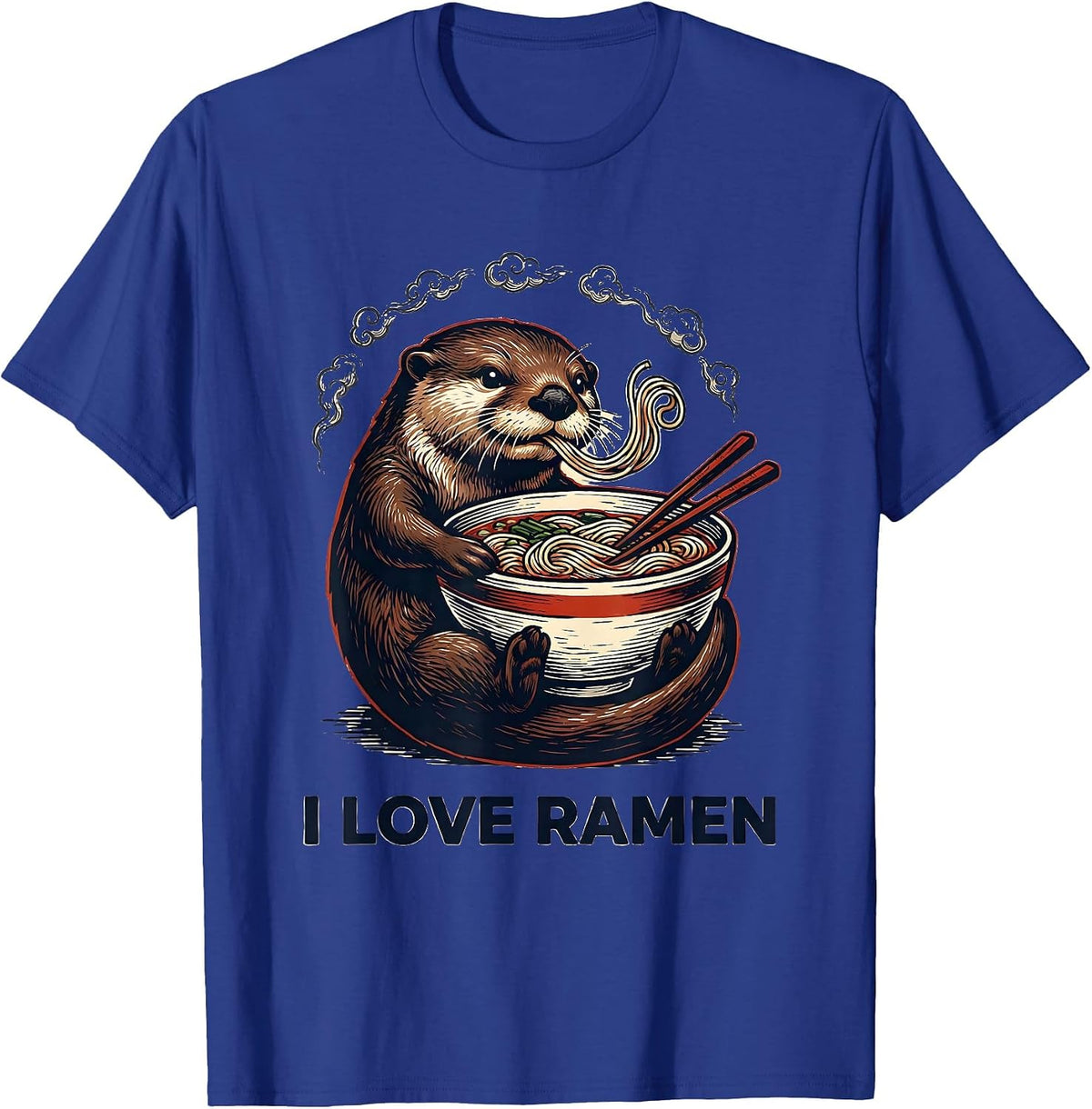 I Love Ramen Kawaii Anime Animal Ramen Lover Cute Otter T-Shirt - Royal Blue