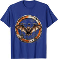 Grunge Bat on Barbed Wire Dark Gothic Design T-Shirt - Royal Blue