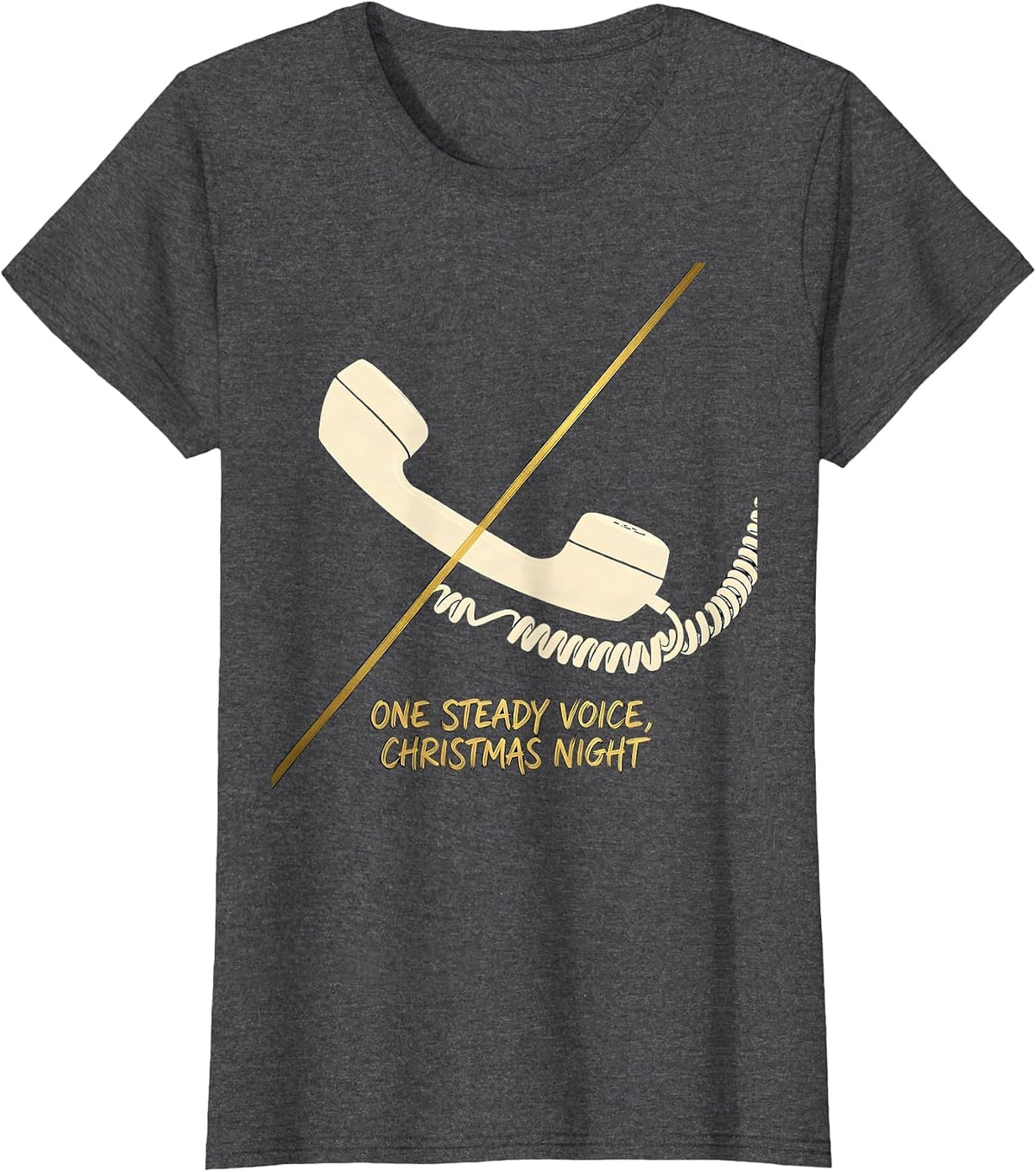 Women's One Steady Voice Christmas Night Funny 911 Dispatcher Gift T-Shirt - Dark Heather Grey