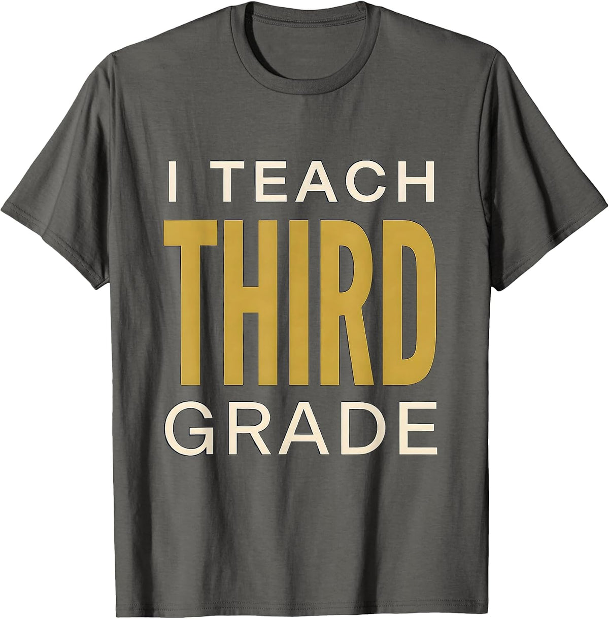 Men's I Teach Third Grade Minimalist Teacher Appreciation Back T-Shirt - Asphalt Grey