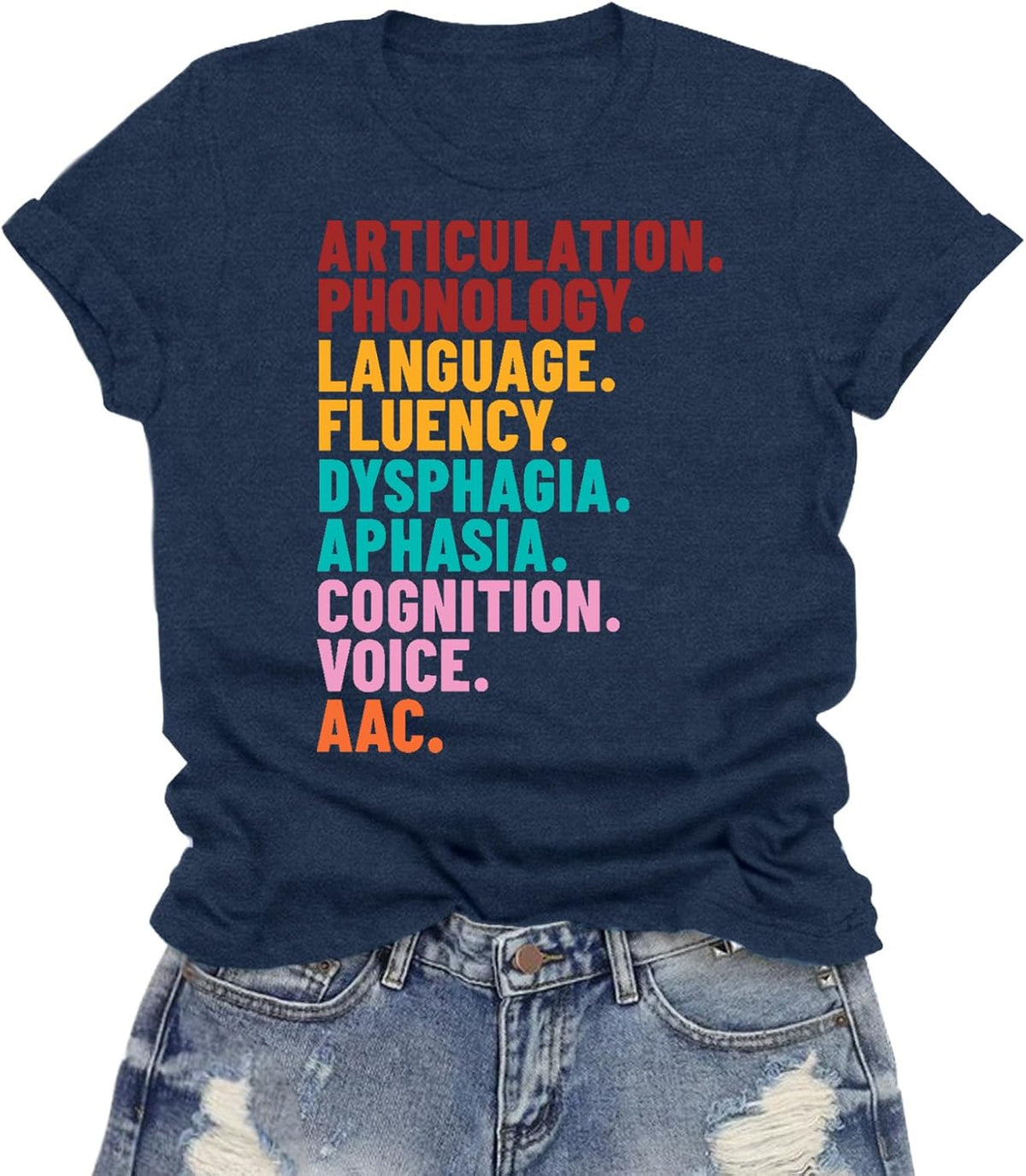 Speech Therapy Shirt for Women SLP Terminology T-Shirts Special Education Teacher Gift - Blue