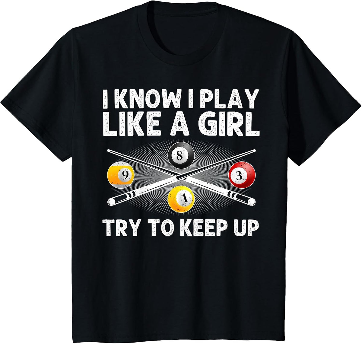 Funny Pool Design for Women Girls Billiards Pool Player T-Shirt - Black
