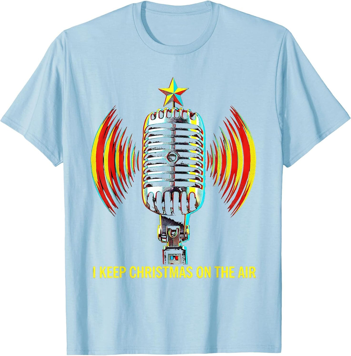 Men's I Keep Christmas On The Air Funny 911 Dispatcher Workplace T-Shirt - Baby Blue