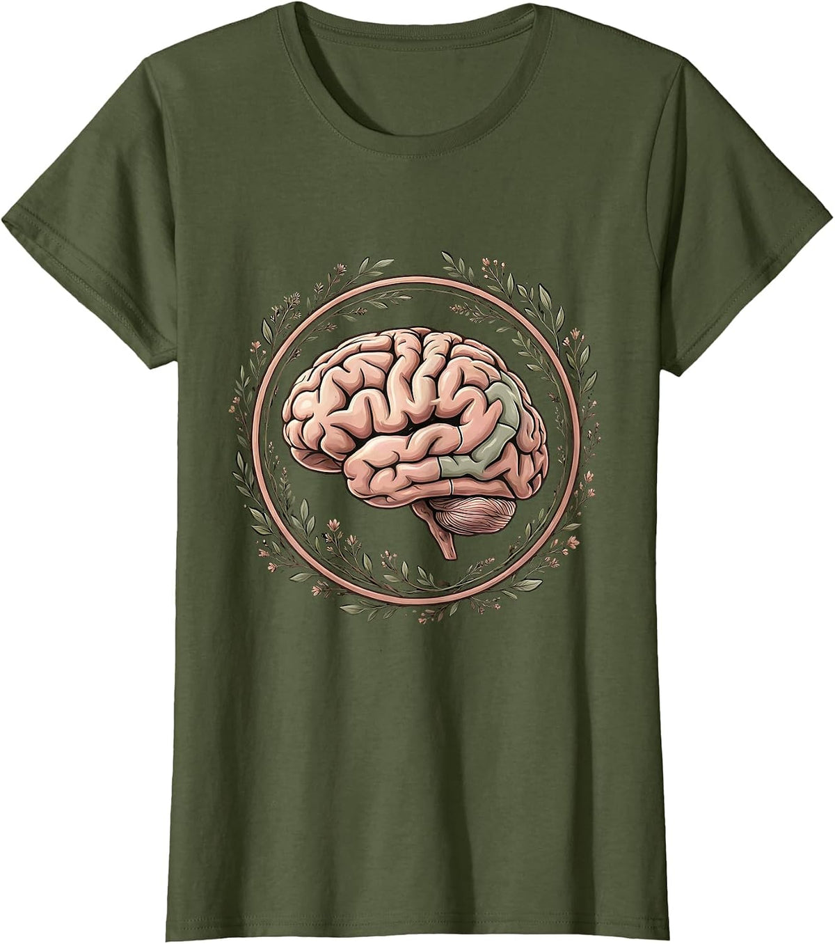 Women's Sped Teacher Brain Puzzle Piece Illustration T-Shirt - Olive Green
