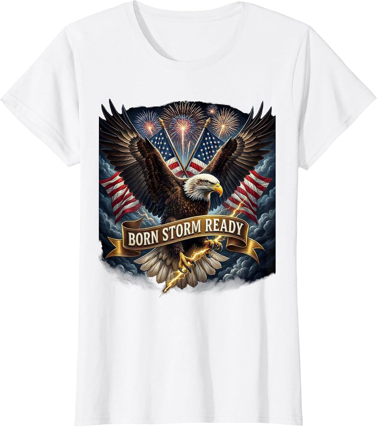 Women's Born Storm Ready Stronger Than The Storm Design T-Shirt - White