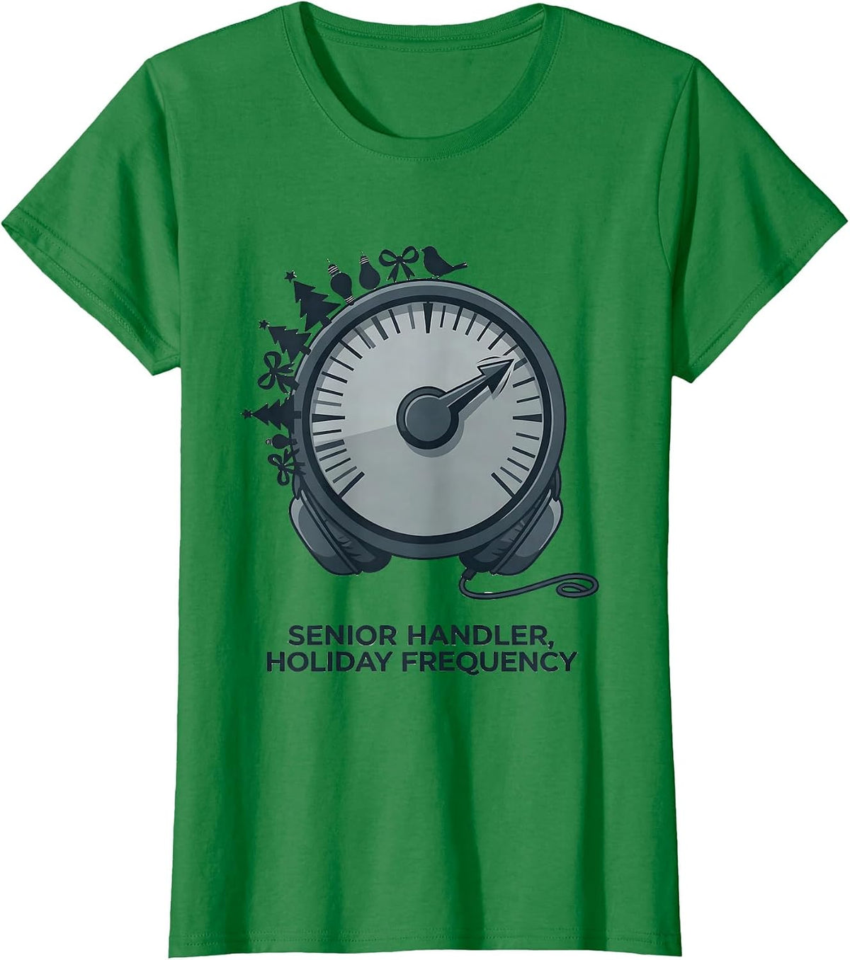 Senior Handler Holiday Frequency Funny 911 Dispatcher T-Shirt - Kelly Green