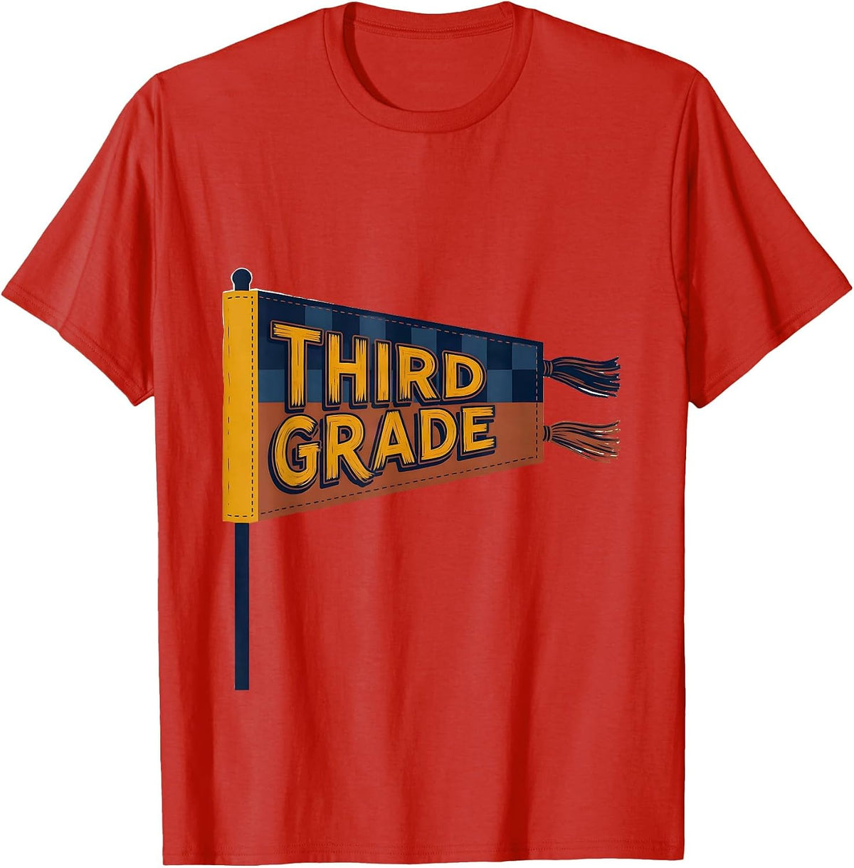Third Grade Retro Style Back to School Sign Painter Pennant T-Shirt - Red