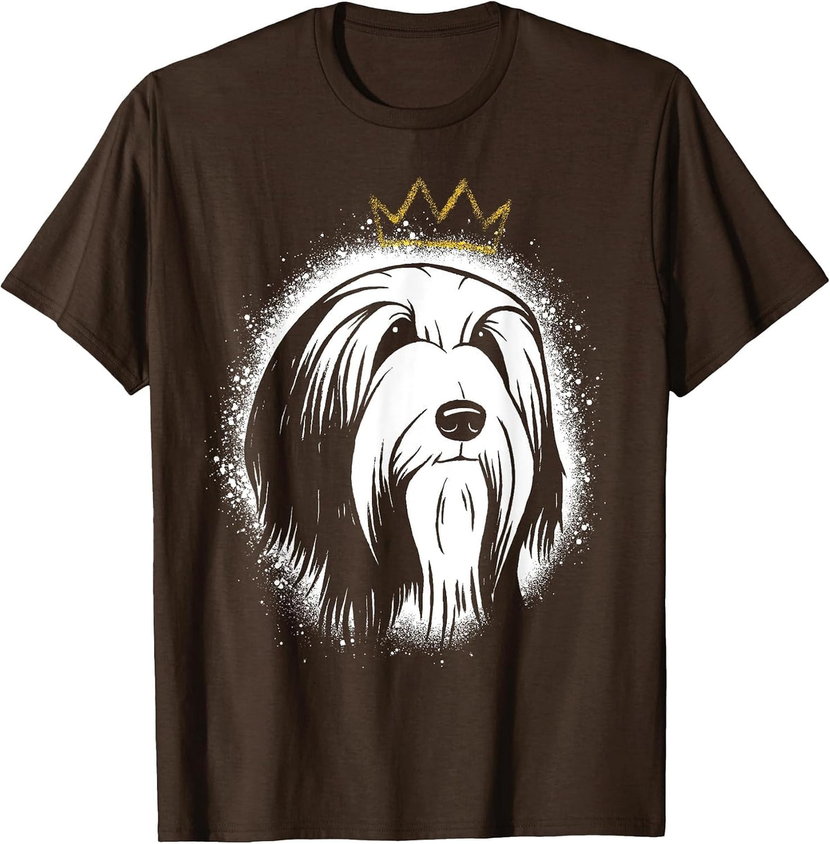 Bearded Collie with Crown T-Shirt - Brown