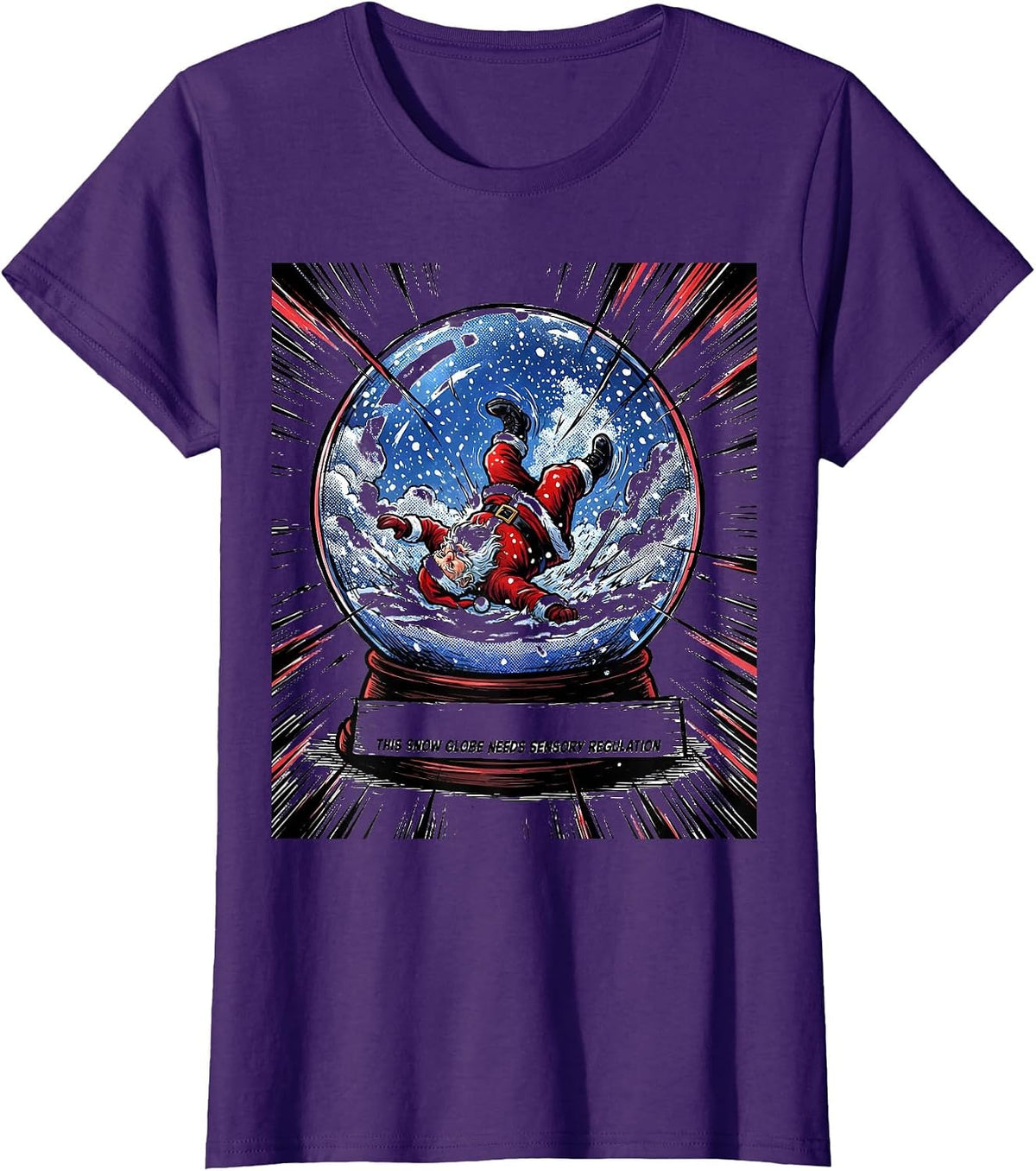 Women's This Snow Globe Needs Sensory Regulation Groovy T-Shirt - Purple