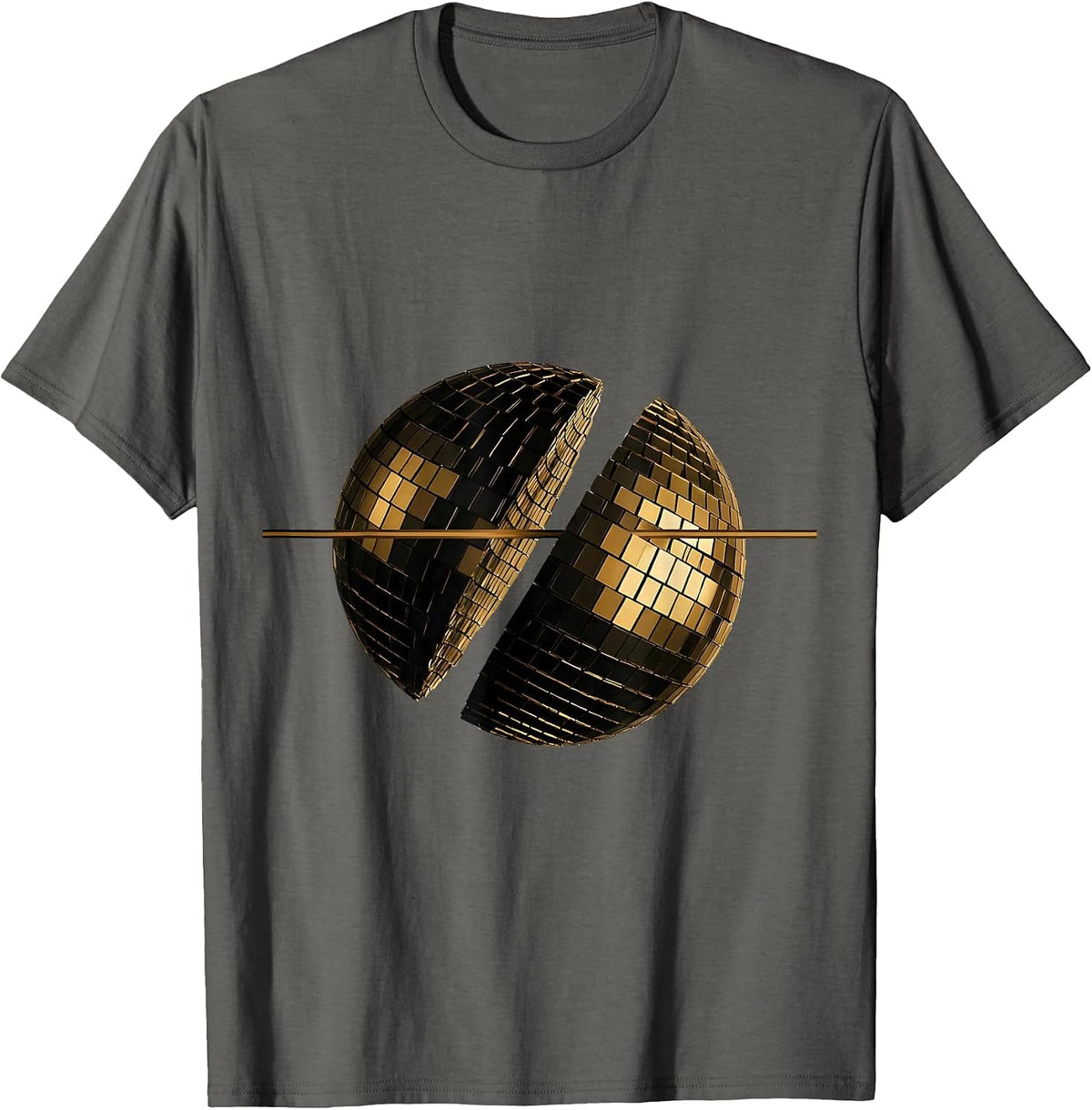 Disco Ball Split Retro 70s Party Costume T-Shirt - Asphalt Grey