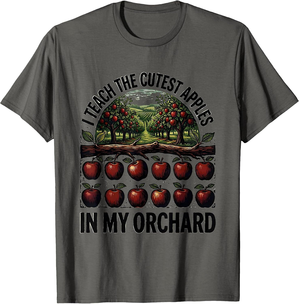 Men's I Teach the Cutest Apples in My Orchard Elementary Teacher T-Shirt - Asphalt Grey