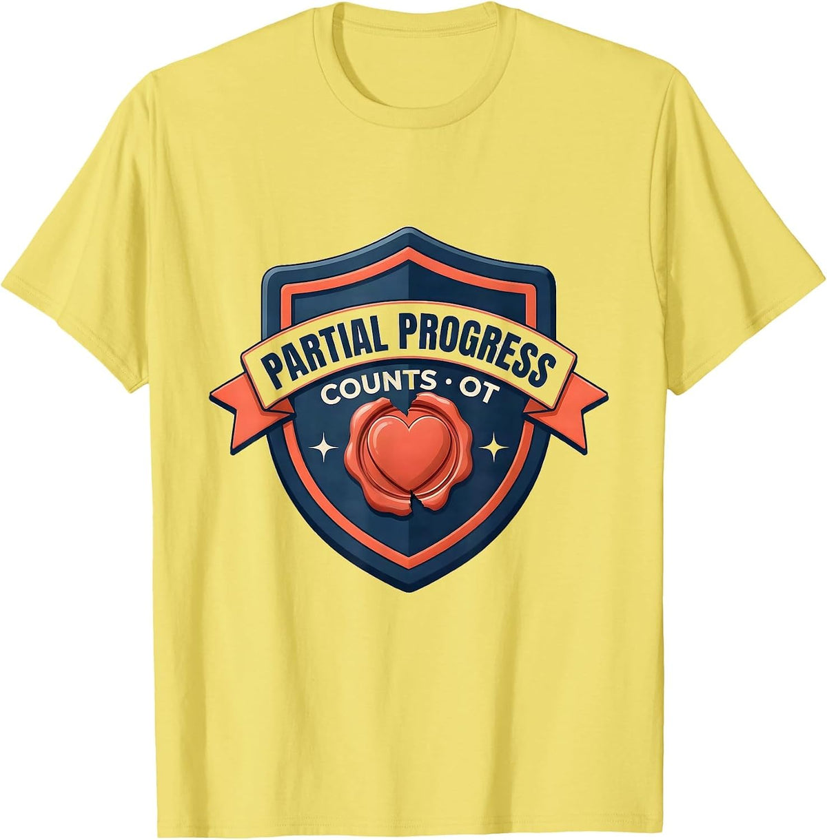 Men's Partial Progress Counts OT Therapist Valentine Candy Heart T-Shirt - Lemon Yellow