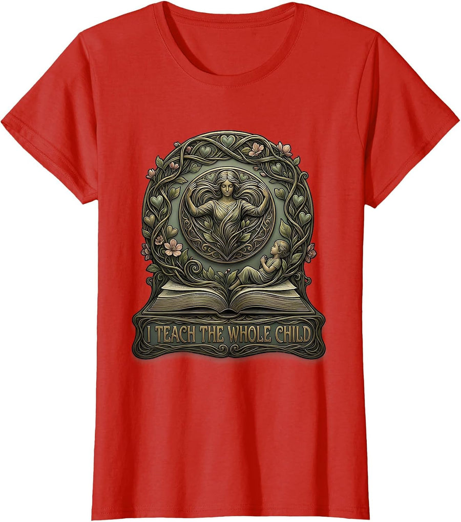 Women's I Teach The Whole Child Sped Teacher Design T-Shirt - Red