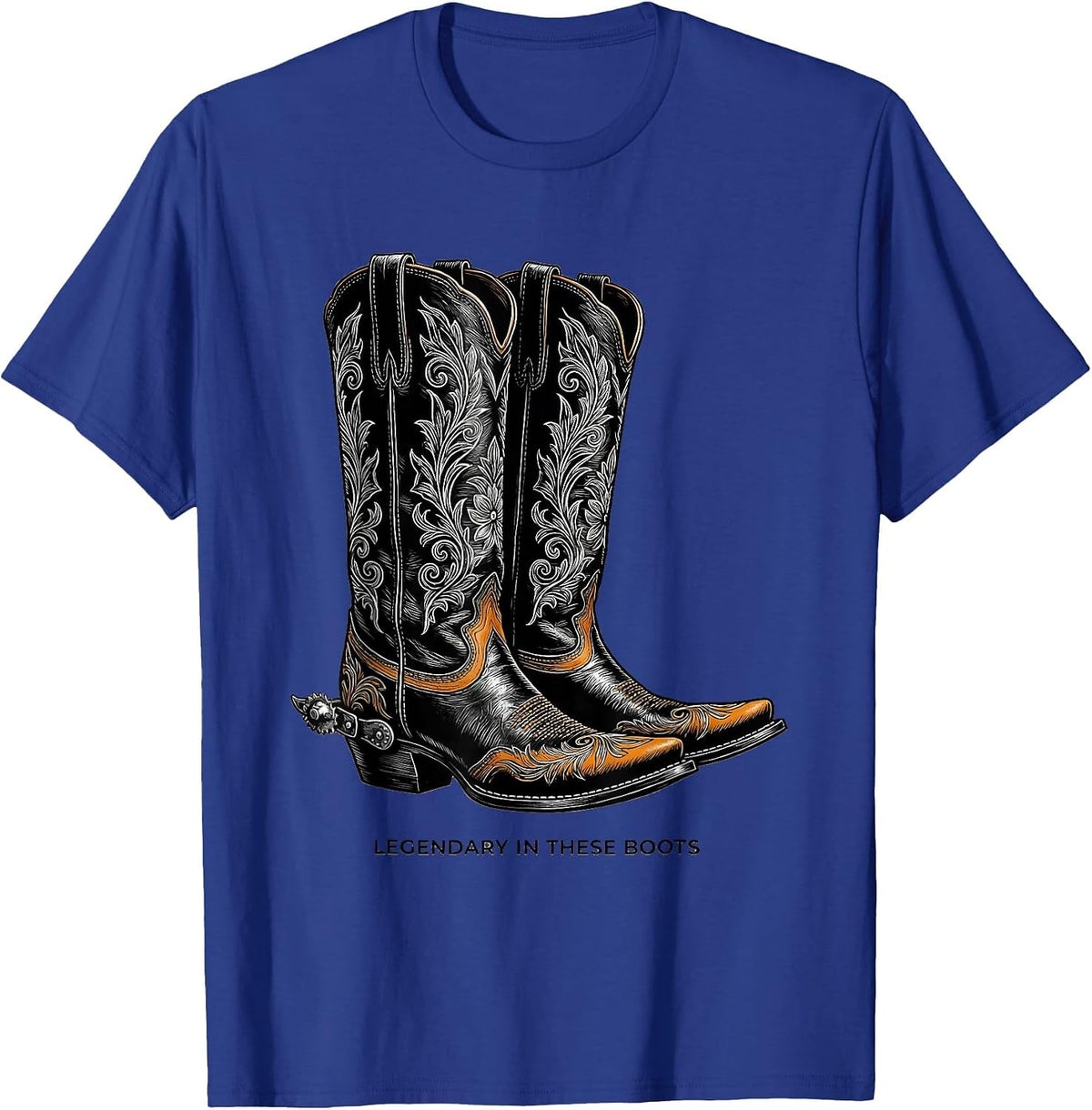 Men's Legendary In These Boots Cowboy Design T-Shirt - Royal Blue
