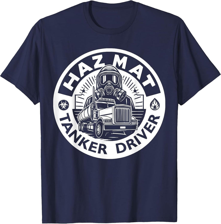 Hazmat Tanker Truck Driver T-Shirt - Navy Blue