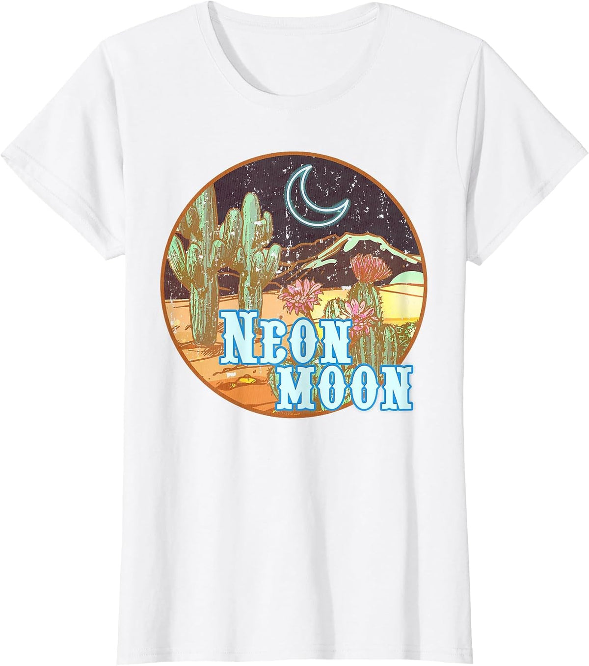 Western 90's Country Music Neon Moon Country Cowgirl Cowboy T-Shirt - White