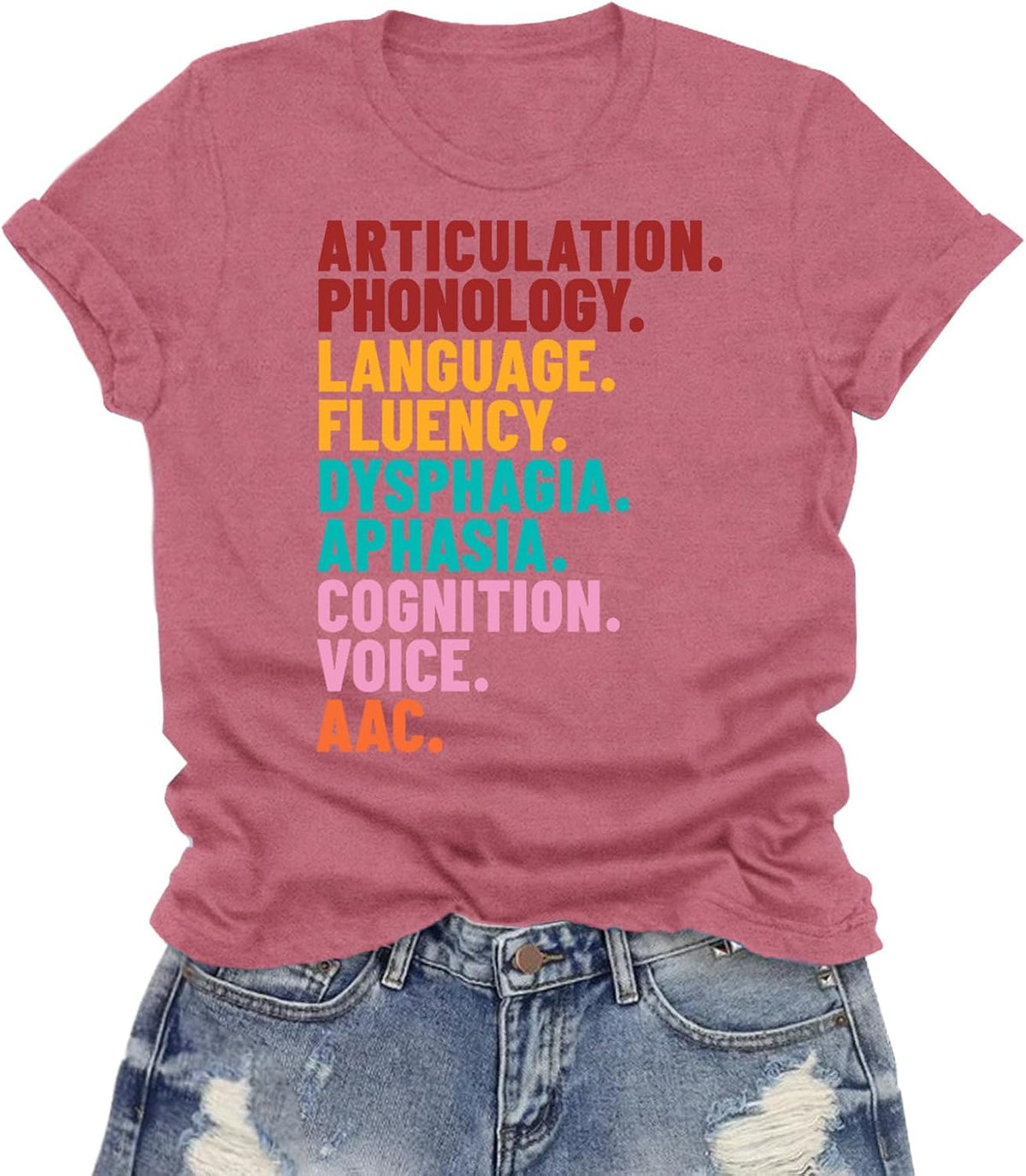 Speech Therapy Shirt for Women SLP Terminology T-Shirts Special Education Teacher Gift - Pink