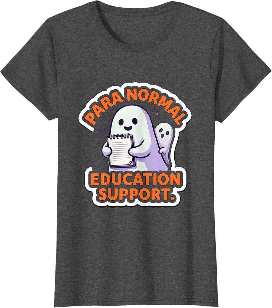 Women's Para Normal Education Support Ghost SpEd Paraprofessional T-Shirt - Dark Heather Grey