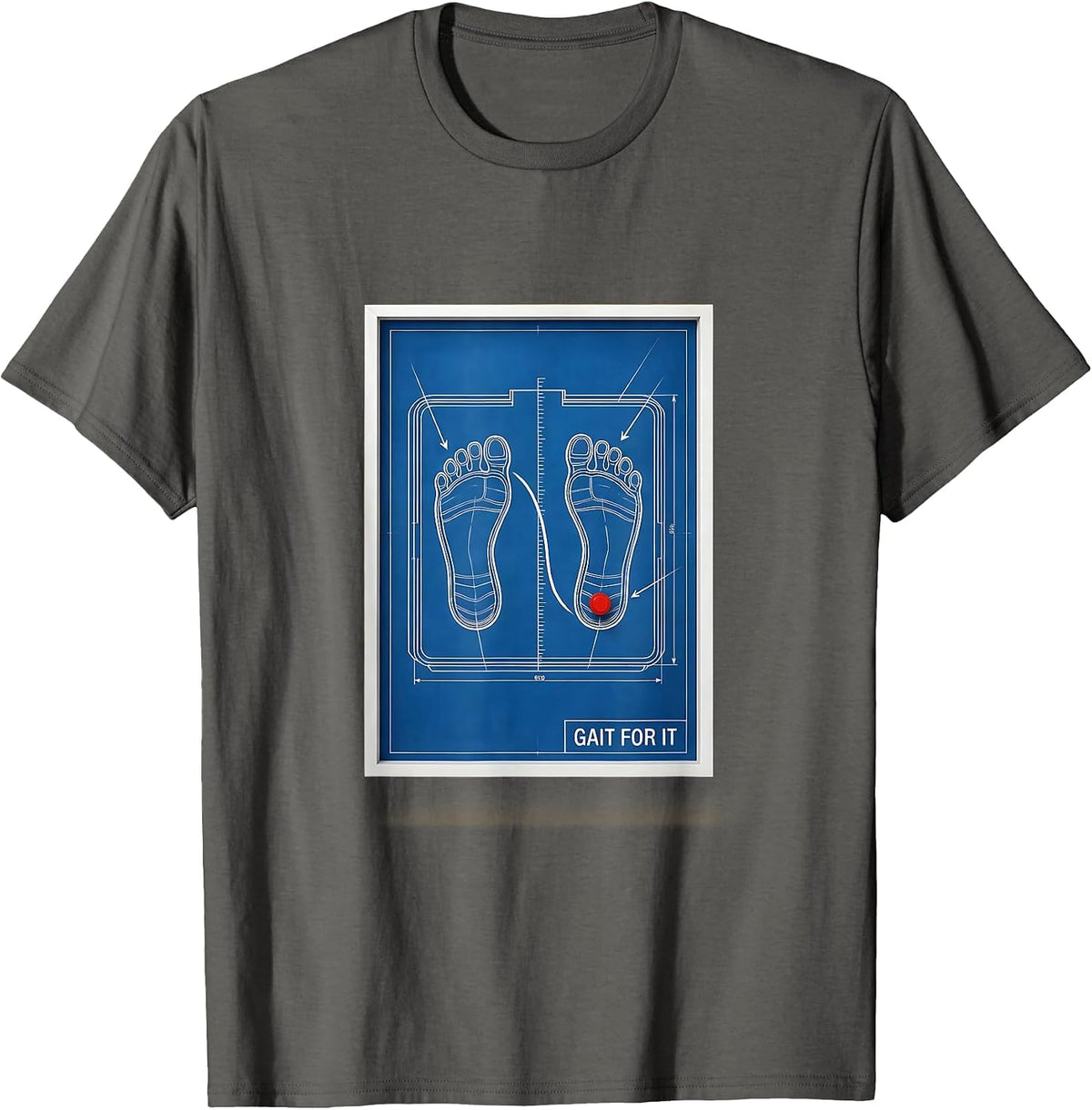 Gait For It Technical Blueprint Physical Therapist PT OT T-Shirt - Asphalt Grey
