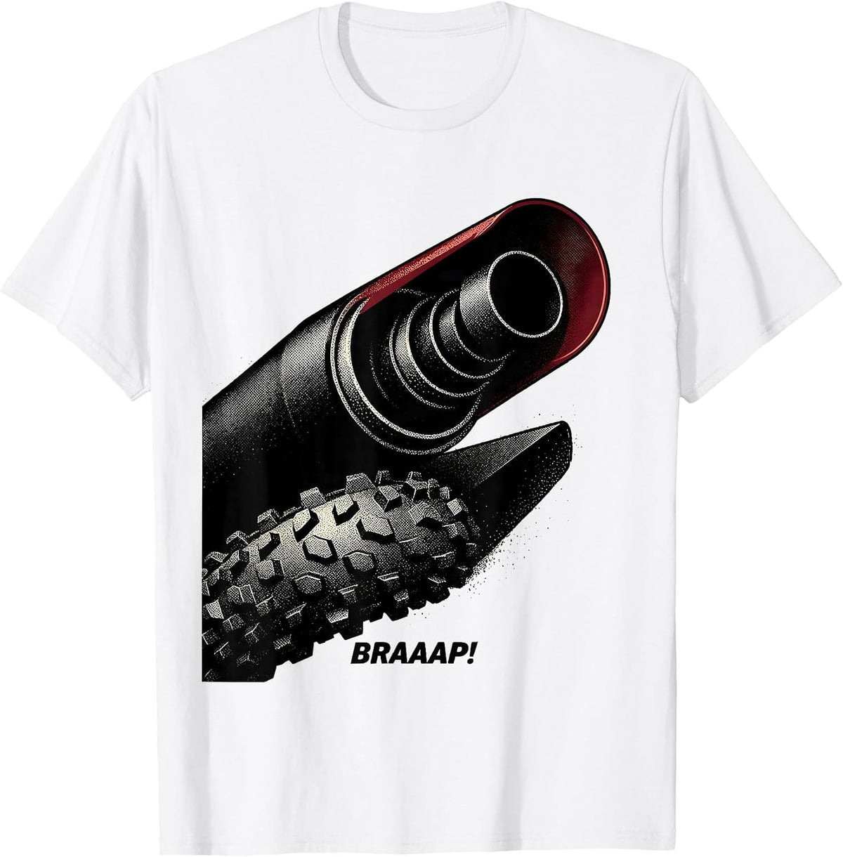 Men's BRAAAP! Blackwork Dotwork Dirt Bike Motocross Rider Gift T-Shirt - White