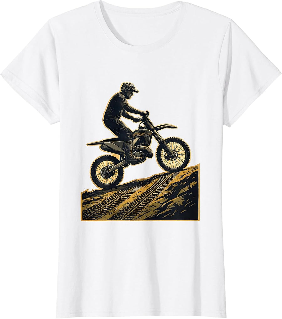 Women's Old Guy On A Dirt Bike Deadpan Humor Cycling T-Shirt - White