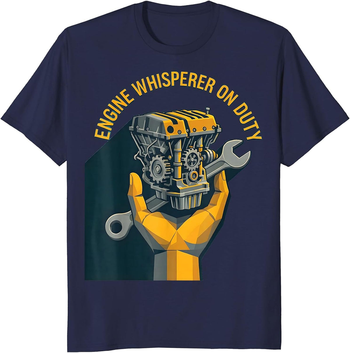 Engine Whisperer On Duty Mechanic Design T-Shirt - Navy Blue