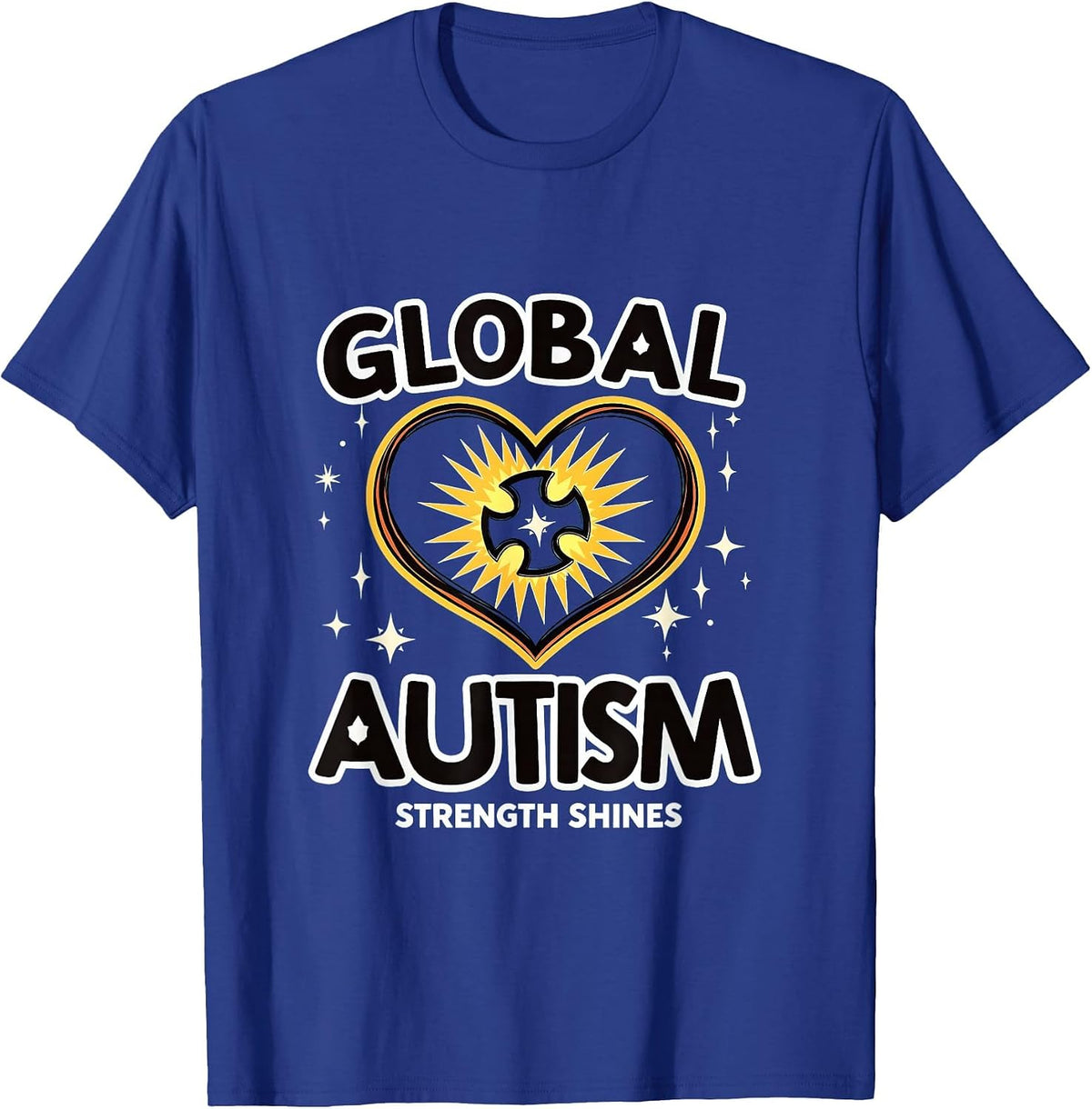 Global Autism Strength Shines Awareness Design T-Shirt - Royal Blue