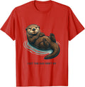 Men's I Let The Day Drift By Funny Sea Otter Animal Lover Gift T-Shirt - Red
