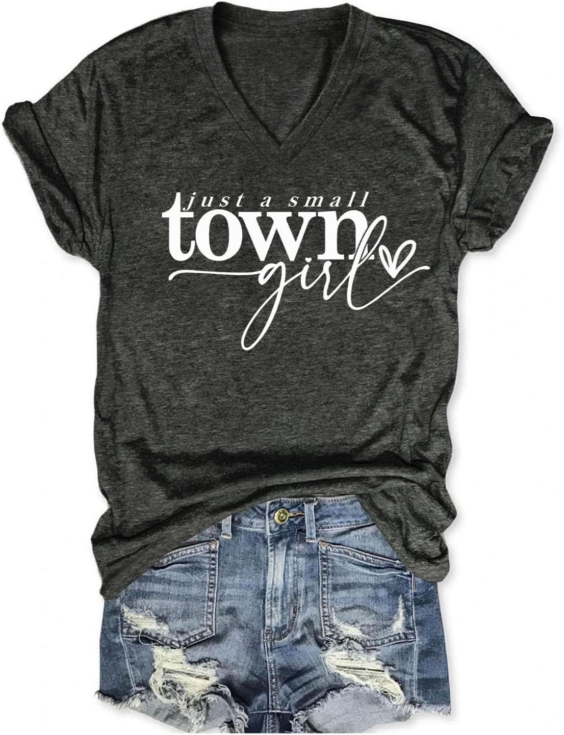 Just A Small Town Girl Tshirts for Women Country Travel T Shirts - Black Ash