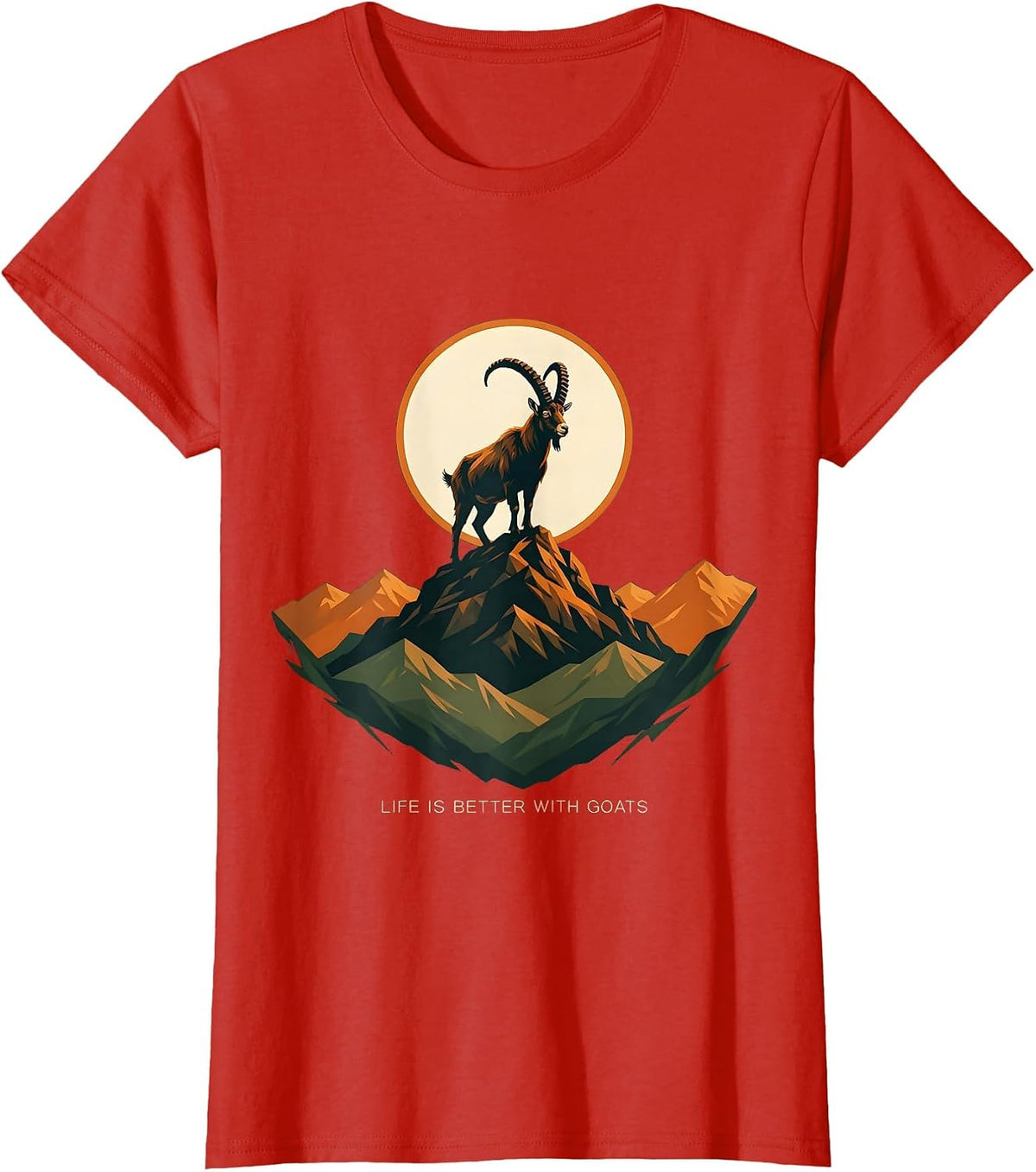 Life Is Better With Goats Funny Goat Lover Design T-Shirt - Red