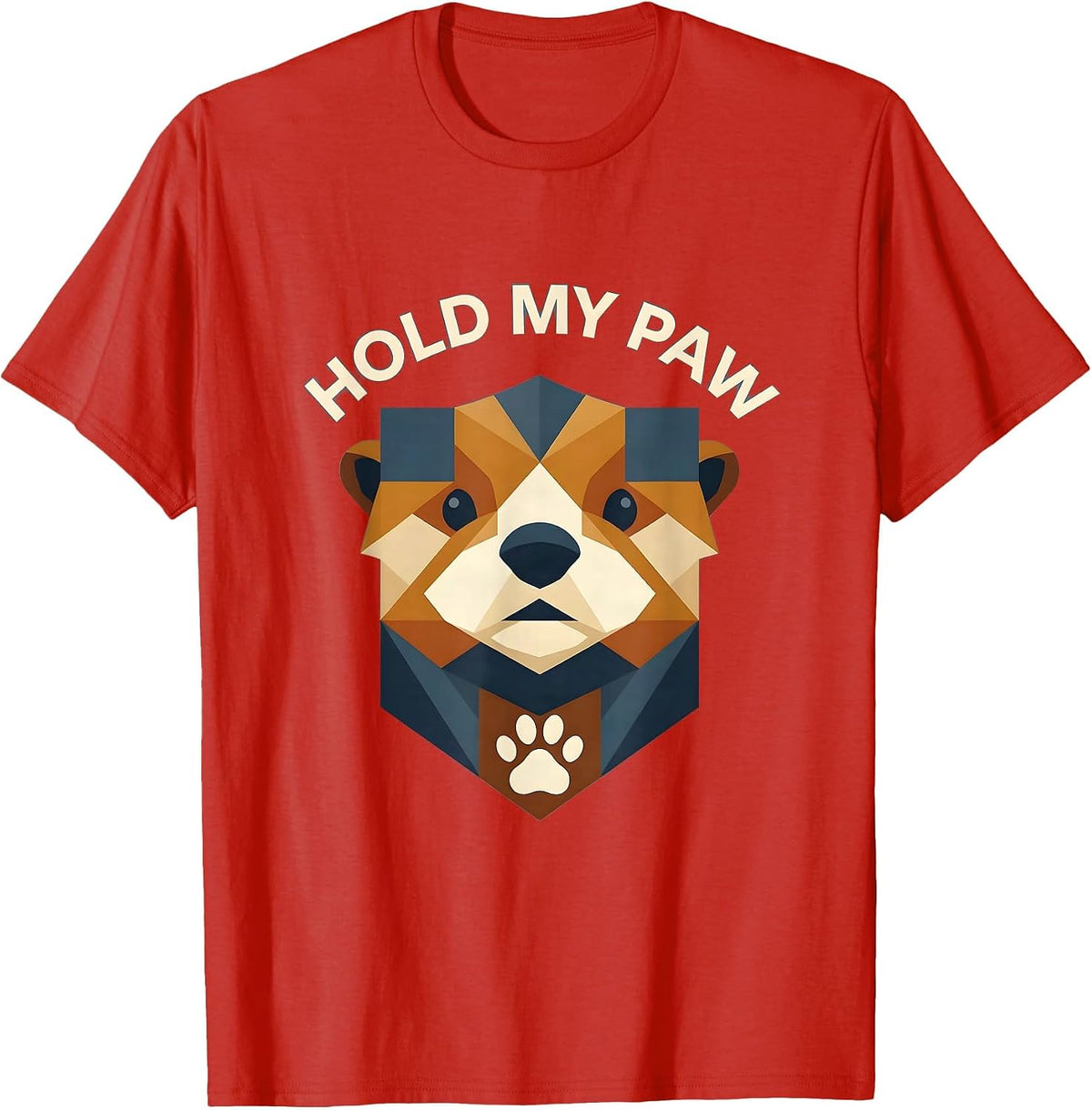 Men's Hold My Paw Cute Otter Design T-Shirt - Red
