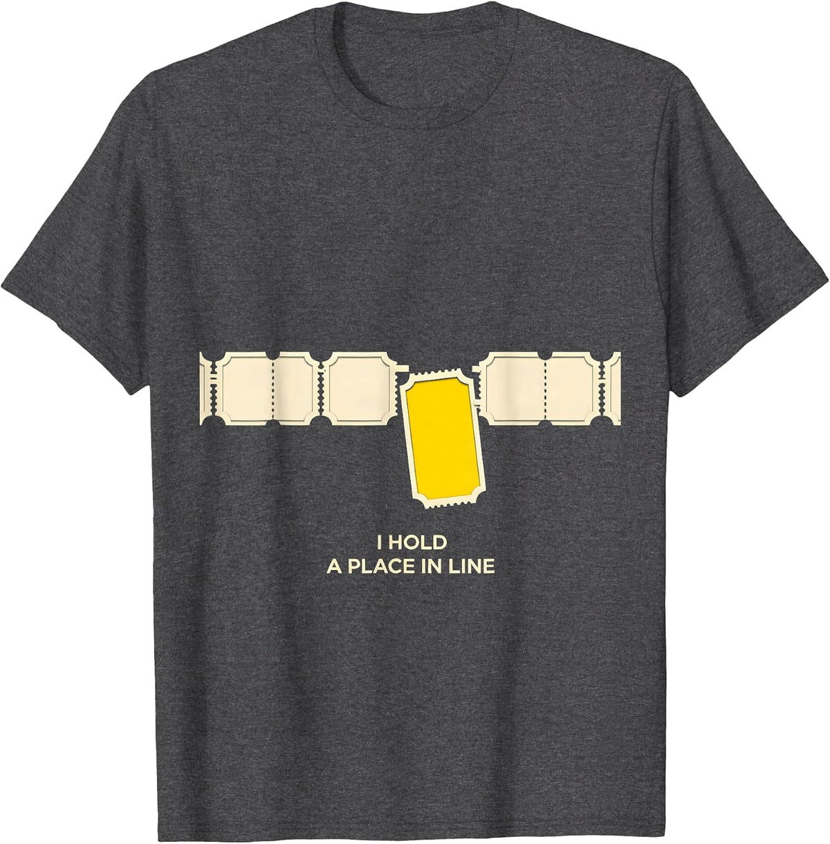 Men's I Hold A Place In Line Stencil Sped Teacher Halloween T-Shirt - Dark Heather Grey