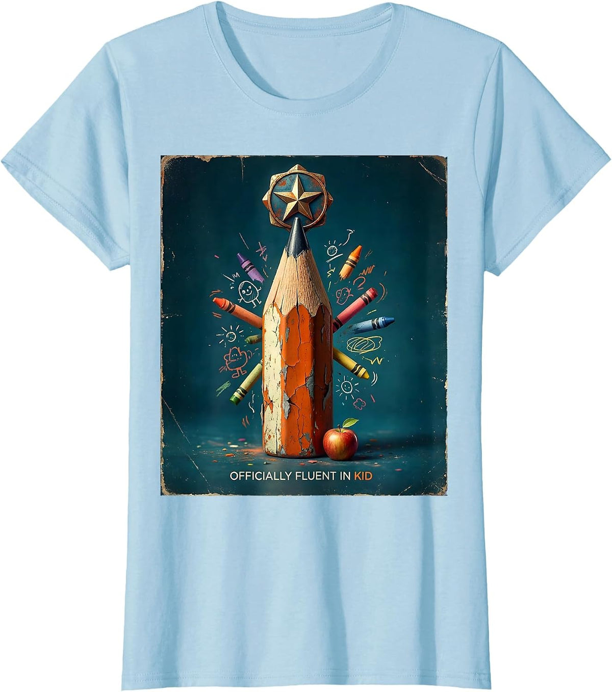 Officially Fluent In Kid 3rd Grade Teacher Design T-Shirt - Baby Blue
