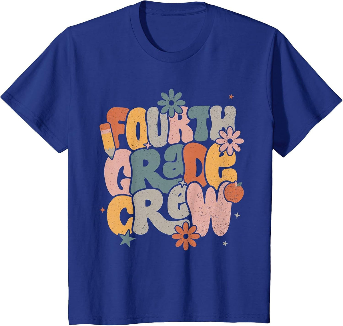 Back to School Fourth Grade Crew Tshirt 4th Grade Teacher T-Shirt - Royal Blue