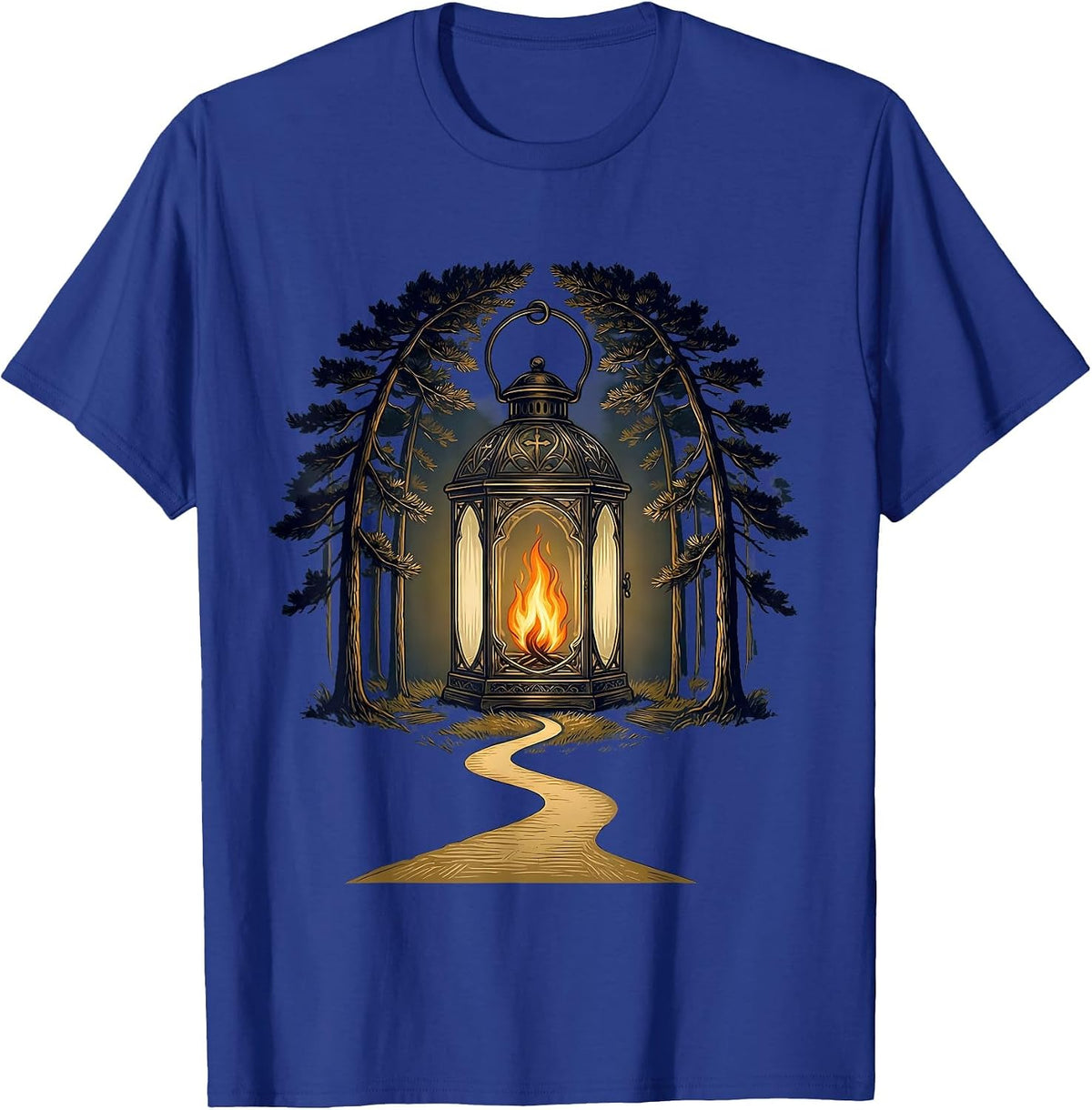 Men's Glowing Lantern Dark Forest Path Sped Teacher T-Shirt - Royal Blue