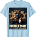Men's Pitbull Mom Couch Hog Included Vintage Funny Dog Lover T-Shirt - Baby Blue