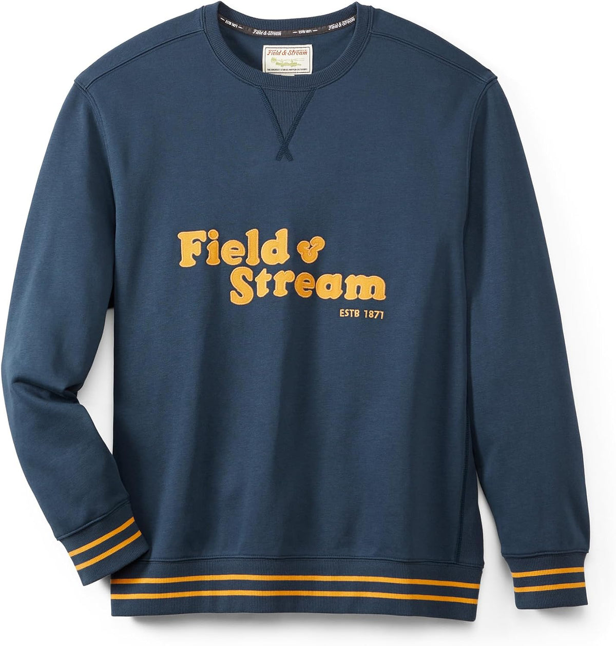 Field & Stream Tackle Twill French Terry Applique Crewneck - Navy Blue