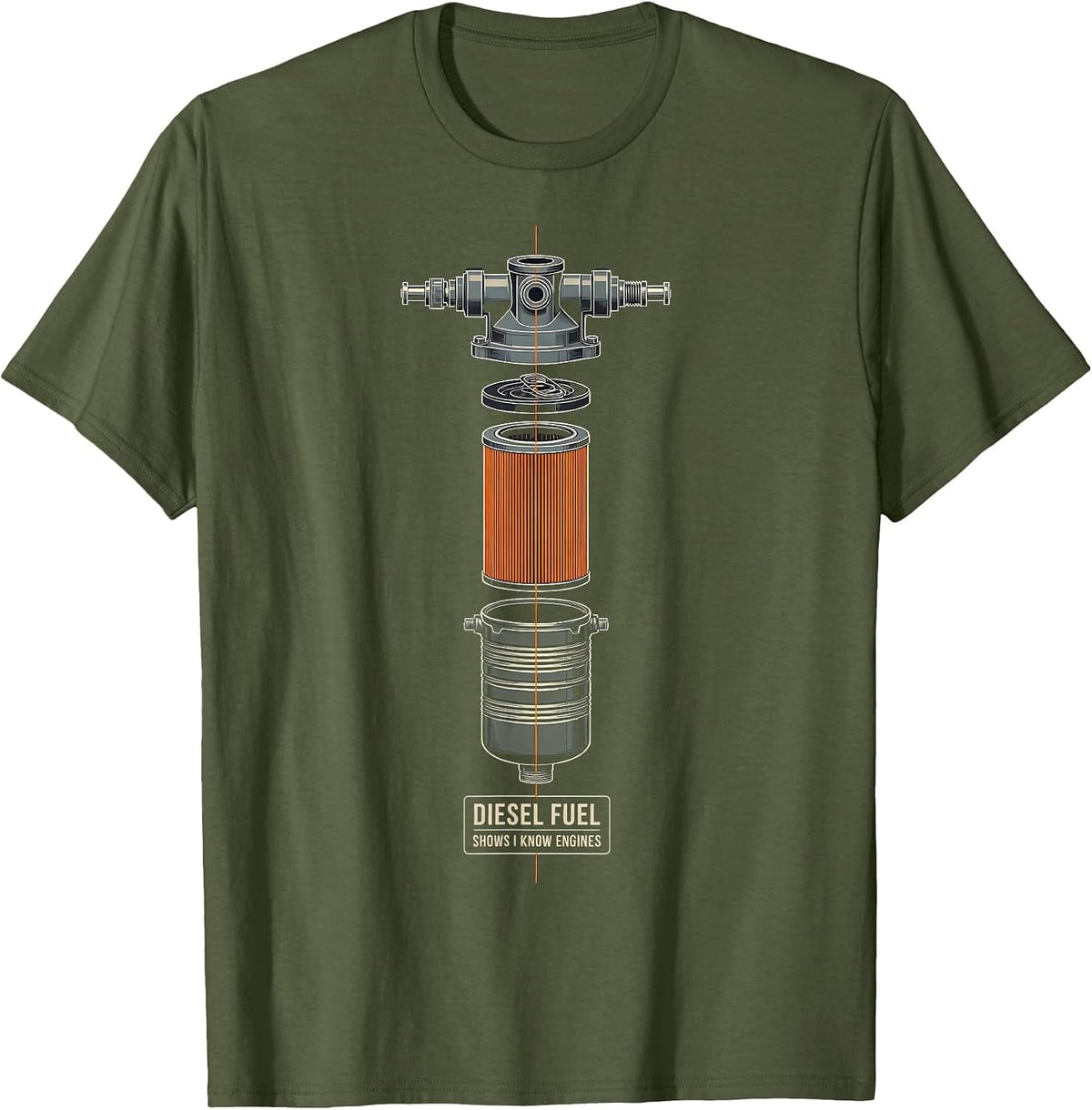 Diesel Fuel Shows I Know Engines Funny Diesel Mechanic Gift T-Shirt - Olive Green