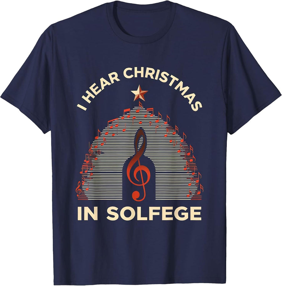 I Hear Christmas In Solfege Festive Music Teacher Holiday T-Shirt - Navy Blue