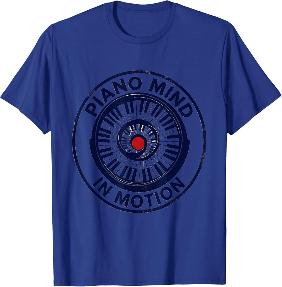 Piano Mind In Motion Retro Pianist Music Lover Graphic T-Shirt - Royal Blue