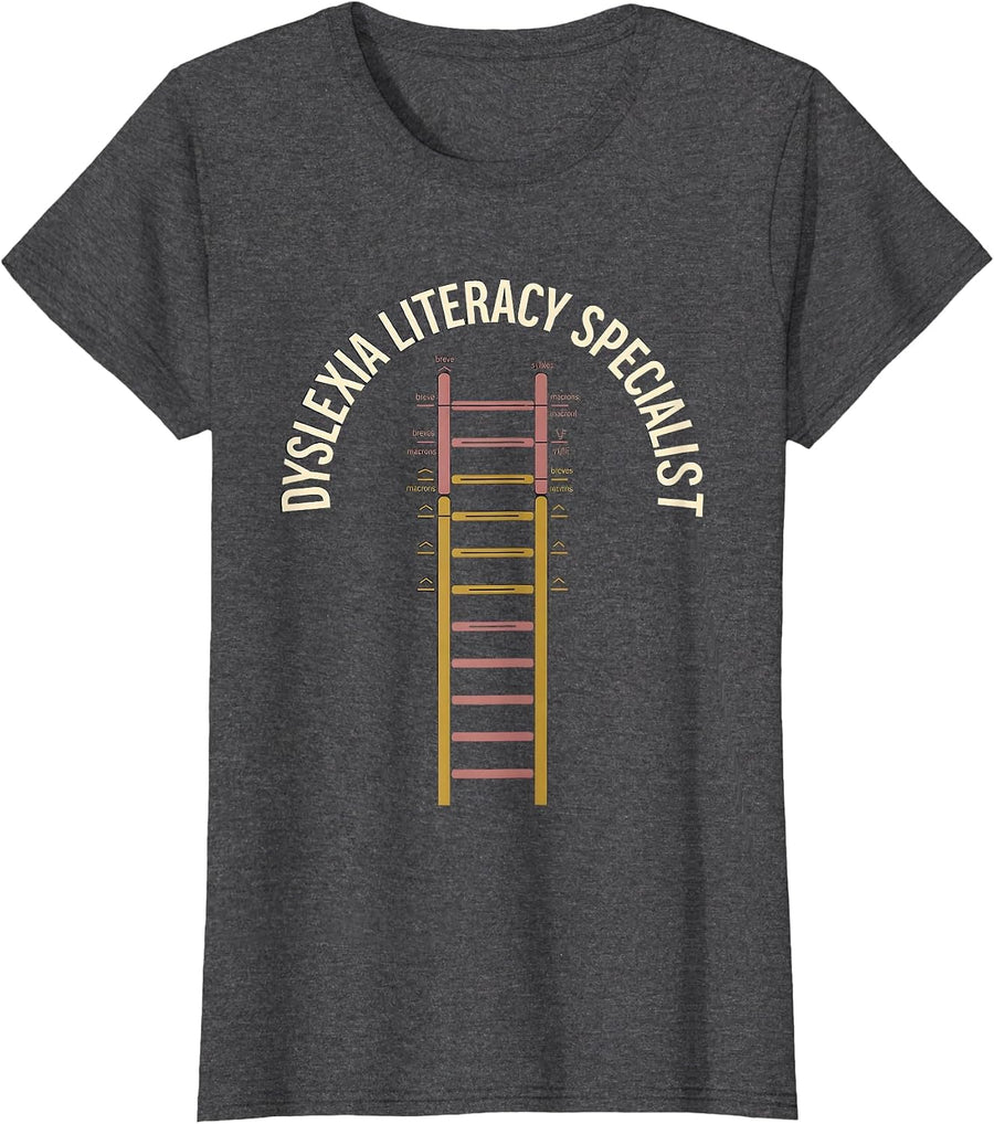 Women's Dyslexia Literacy Specialist Teacher SPED Therapist T-Shirt - Dark Heather Grey