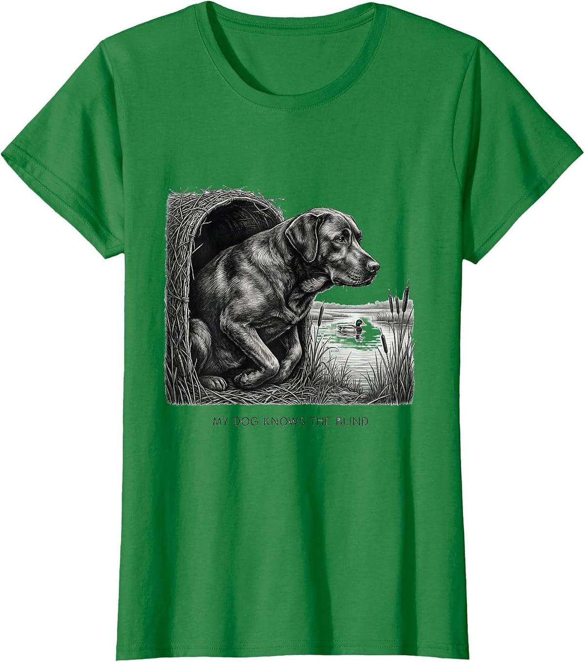 My Dog Knows The Blind Hunting Dog Waterfowl Youth Outdoor T-Shirt - Kelly Green