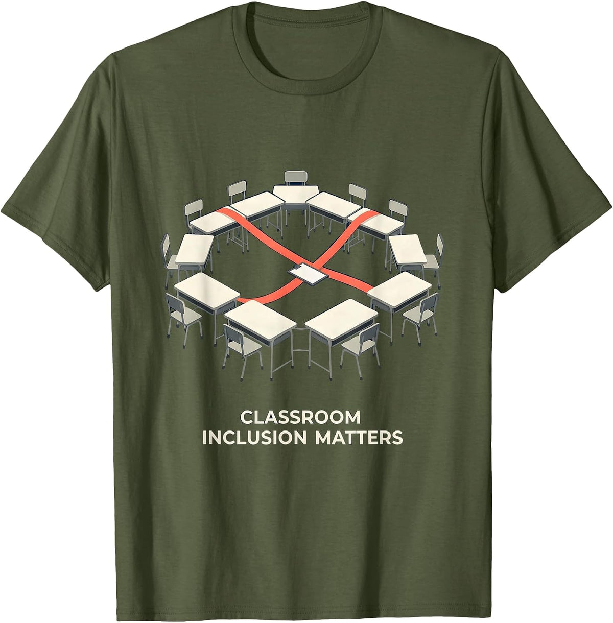 Men's Classroom Inclusion Matters Special Education Teacher Autism T-Shirt - Olive Green