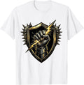 Men's Heavy Metal Gauntlet Crushing Lightning Bolt T-Shirt - White