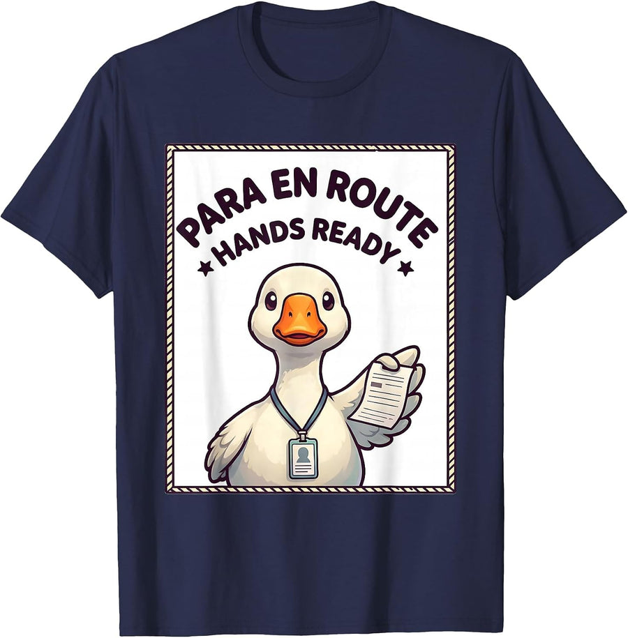Para En Route Hands Ready Cute Kawaii Paraprofessional SPED T-Shirt - Navy Blue