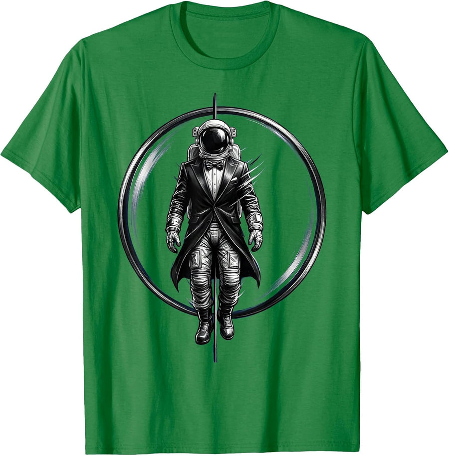 Men's Astronaut Tuxedo Space Suit Illustration T-Shirt - Kelly Green