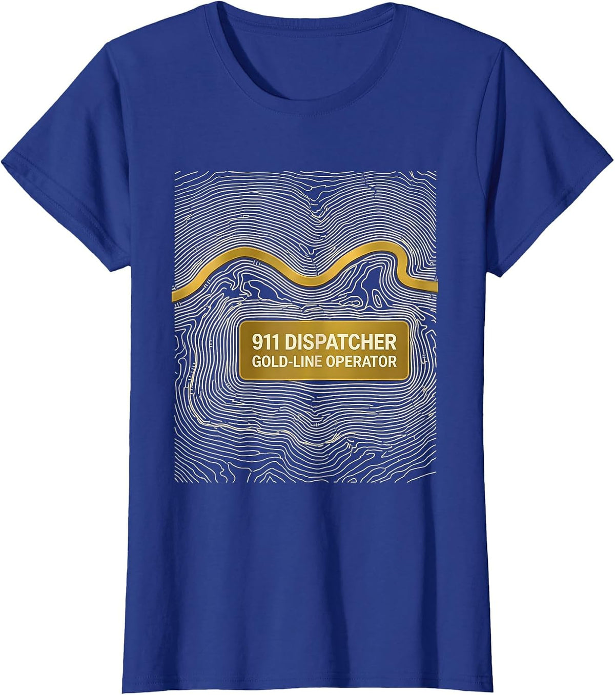 Women's 911 Dispatcher Gold-Line Operator Thin Line Tribute T-Shirt - Royal Blue