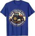 Farm Tractor Work, Proudly American Funny Farmer Tractor T-Shirt - Royal Blue